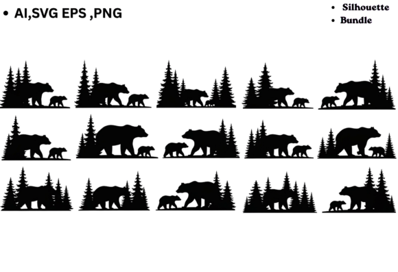 Bear Cub Forest Silhouette SVG Bundle: Graphics for Crafts