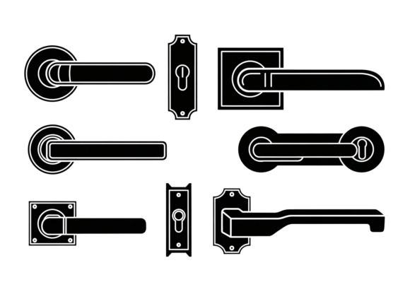 Door Handle Lever Set SVG Clipart for Graphics and Crafts