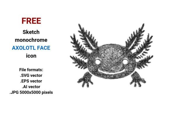 FREE Sketch Axolotl Face Icon Graphics