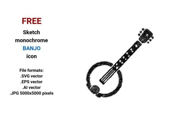 FREE Sketch Banjo Icon for Graphics and Freebies