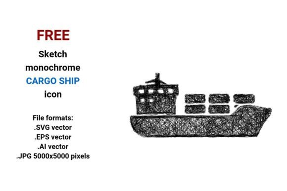 FREE Sketch Cargo Ship Icon for Graphics and Freebies