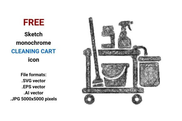 FREE Sketch Cleaning Cart Icon for Graphics and Freebies