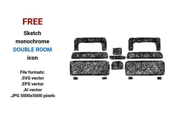 FREE Sketch Double Room Icon for Graphics and Freebies
