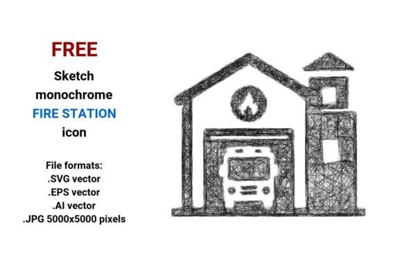FREE Sketch Fire Station Icon Graphics