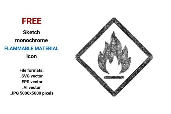 FREE Sketch Flammable Material Icon Graphics