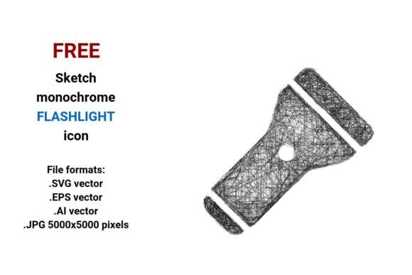 FREE Sketch Flashlight Icon Graphics Freebies