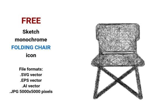 FREE Sketch Folding Chair Icon for Graphics and Freebies