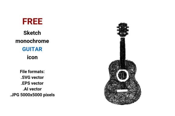 FREE Sketch Guitar Icon: Graphics and Freebies for Content Creators