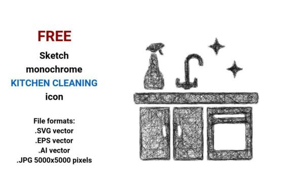 FREE Sketch Kitchen Cleaning Icon Graphics