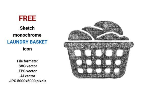FREE Sketch Laundry Basket Icon Graphics