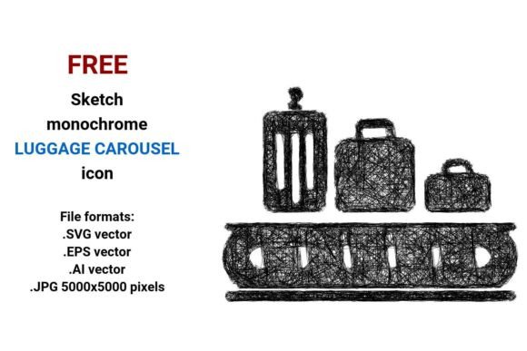 FREE Sketch Luggage Carousel Icon for Graphic Design