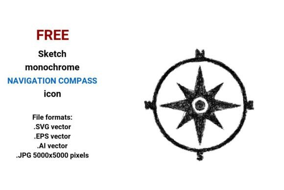 FREE Sketch Navigation Compass Icon Graphics