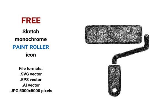 FREE Sketch Paint Roller Icon Graphics