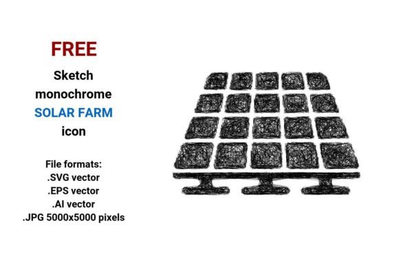 FREE Sketch Solar Farm Icon Graphics