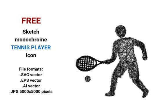 FREE Sketch Tennis Player Icon Graphics