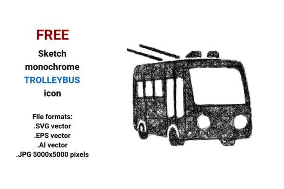FREE Sketch Trolleybus Icon: Graphics & Freebies for Brand Design