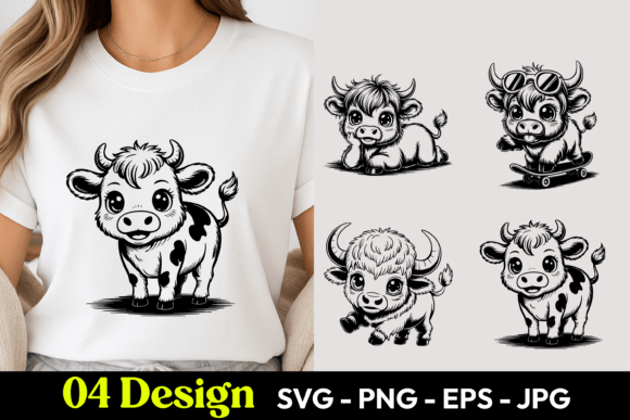 Happy Cow Cartoon SVG PNG Graphics Freebies