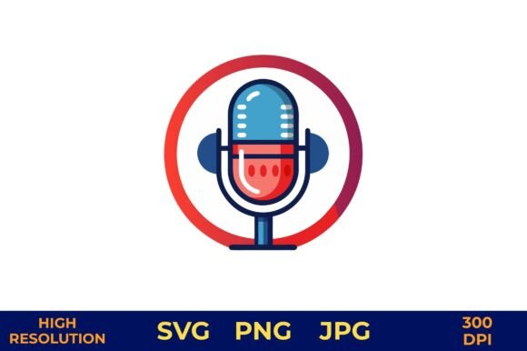 Podcast Mic Vector Icon for Audio