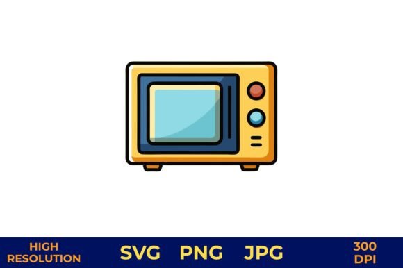 Yellow Microwave Oven Vector Icon